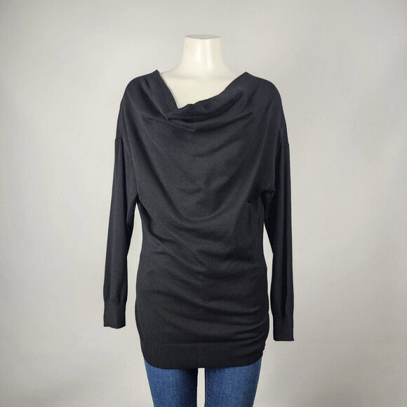 One Fashion By Vero Moda Black Ribbed Knit Cowl Neck Sweater Size M - Picture 1 of 8